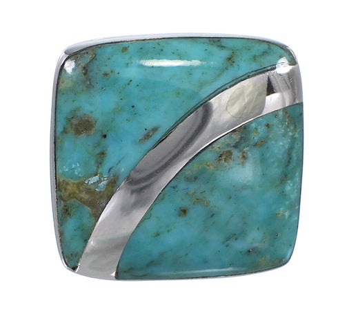 Turquoise Southwestern Silver Ring Size 5 AX79566
